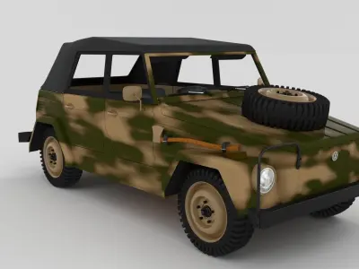 VW Type 181 Army with interior top up  3D model