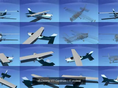 17 Cessna 177 Cardinals 3D Model Collection