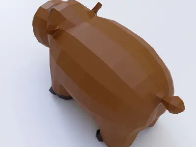 Hippopotamus 3d model polygonal hippo Low-poly 3D model