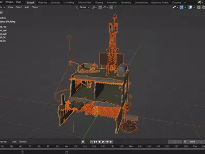 Destroyed Radio Station Low-poly 3D model