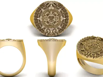 Mayan Calendar Ring 3D print model