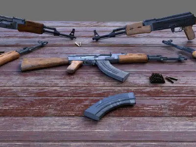 Ak-47 rifle Low-poly 3D model buy