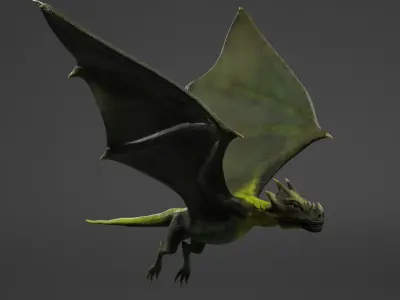 Fantasy Fire Dragons Low-poly 3D model