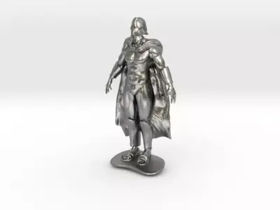 Spartan silver statue of man wearing cape 3D print model