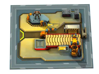 isometrical Mechanical Robot Assembly Conveyor 1 Low-poly 3D model