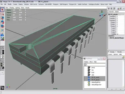 chip DIL16 Low-poly 3D model