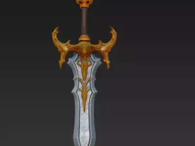 Royal Guard Fantasy Sword - Low Poly Stylized 3D Weapon Low-poly 3D model