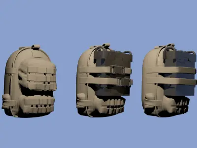 Military backpacks with radio 3D print model