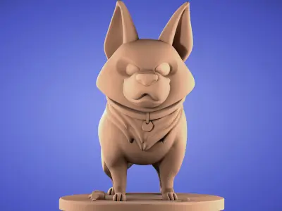 Dog Corgi High-poly and Low-poly 3D Model 3D model