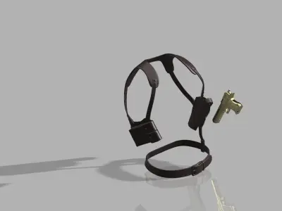 Leather Holster Shoulder Harness 3D model