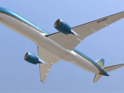 Boeing 787-9 Vietnam airlines livery Low-poly 3D model