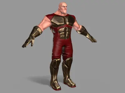 Superhero man gold armor Low-poly 3D model