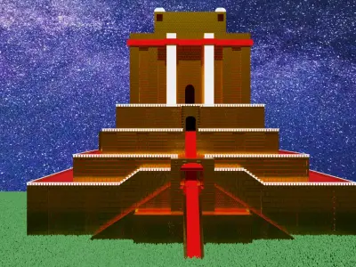 Golden Ziggurat Low-poly 3D model