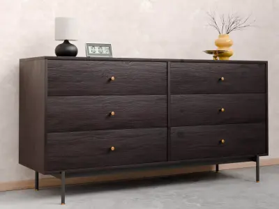 Dark Wood Modern Dresser  Free 3D model
