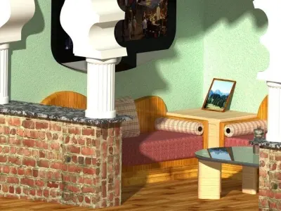 Salon living room with arches and furniture Free 3D model