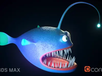 Cartoon Angler  Fish 3D model