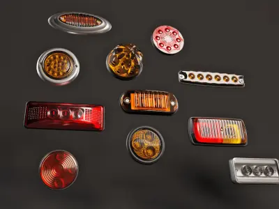 Markers and Emergency Lights Collection 3D model