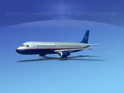 Airbus A320 LP United Airlines 1 Low-poly 3D model
