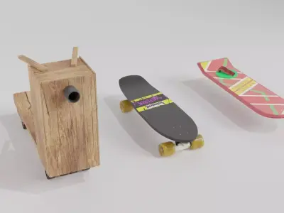 Set Hoverboard Back to the Future Part I II III 1955 1985 2015 3D model