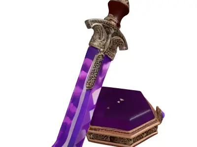 Glowing Crystal Dagger with Purple Gem 3D model