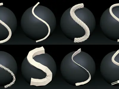 48 IMM CABLES and HOSES FOR ZBRUSH HIGH and LOW POLY Low-poly 3D model