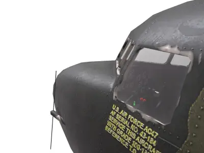 Douglas AC-47 Spooky Gunship Low Poly PBR Low-poly 3D model