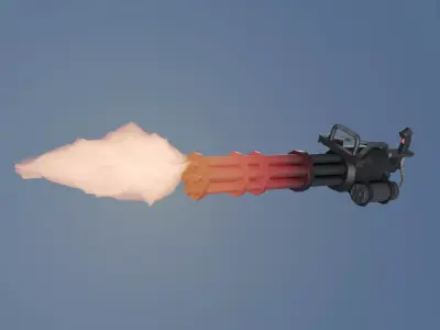 Low-poly minigun for games Low-poly 3D model