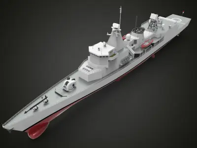 Frigate Ship Low-poly 3D model