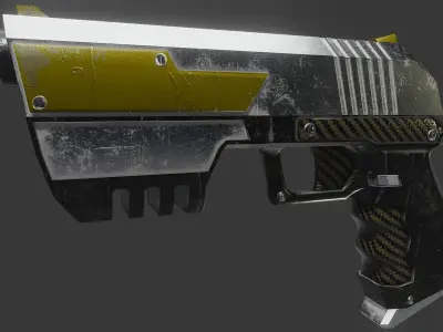 Sci-fi Cyberpunk Pistol Low-poly 3D model