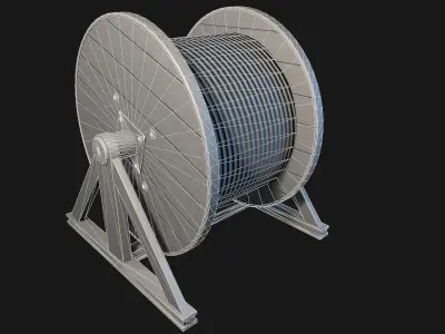 Low Poly PBR Wooden Cable Reel Low-poly 3D model