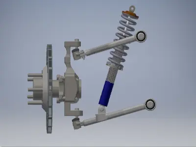 Front double wishbone car suspension 3D model