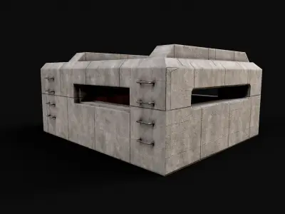 Military Concrete Bunker Base 1 Low-poly 3D model