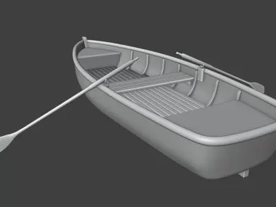 Recreational boat on oars for river and lake Free 3D model