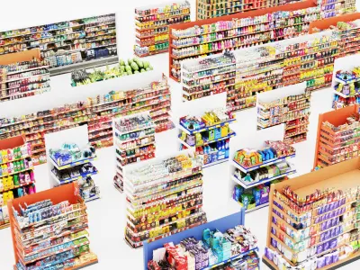Market Shelves Low-poly 3D model