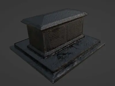 Tomb Grave Stone Sarcophagus Graveyard Cemetery Low-Poly Low-poly 3D model