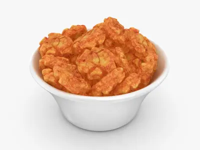 Spicy Rice Crackers in Bowl 3D model