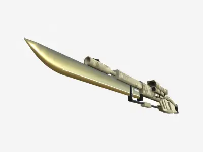 SciFi Sniper Gunblade A10 Desert Camouflage - Fiction Weaponry Low-poly 3D model