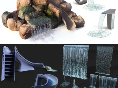 Ultimate Outdoor Poolside Landscape Assets - Mega Bundle Furniture Water Features 3D model
