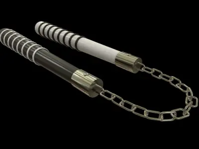 Nunchucks - Yin Yang Nunchaku Low-poly 3D model