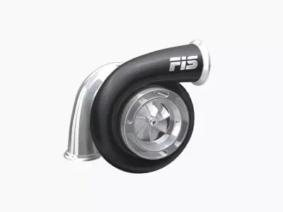 Forced Inductions GTR 107mm GEN4 black polished turbocharger Low-poly 3D model