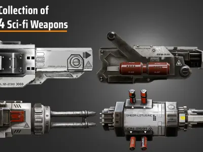 4 Sci-Fi Weapons 3D model