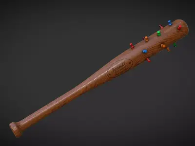 Baseball Bat with Pins Low-poly 3D model