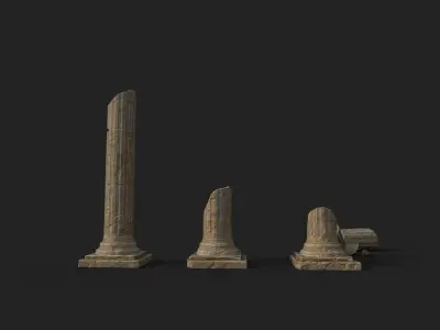 Broken Columns Set Low-poly 3D model