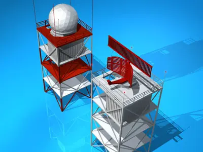 Airport radar towers 3D model
