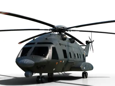 PBR Chinese Z-8L helicopter with Wide body Z8L Low-poly 3D model