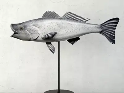 George Strunk Handmade Wooden Fish Sculpture 3D model