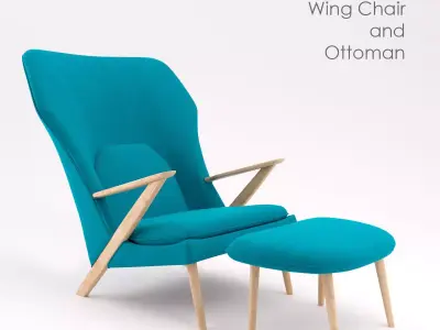 Cub Lounge Modern Wing Chair and Ottoman Free 3D model