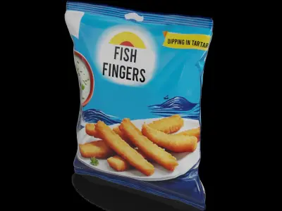 Frozen pizzas and snacks Fish Fingers Low-poly 3D model