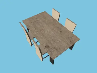Black Wood Dinning Table - Furniture Interior Design Free low-poly 3D model