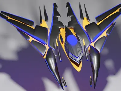 Spaceship spacecraft high quality pbr Low-poly 3D model Low-poly 3D model